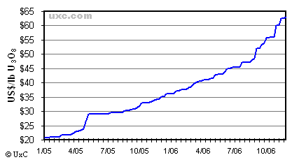 2007 Uranium Forecast Price Chart